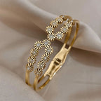 Daisy Flower CZ Silver Anti Tarnish Openable Kada Bracelet Bulk
