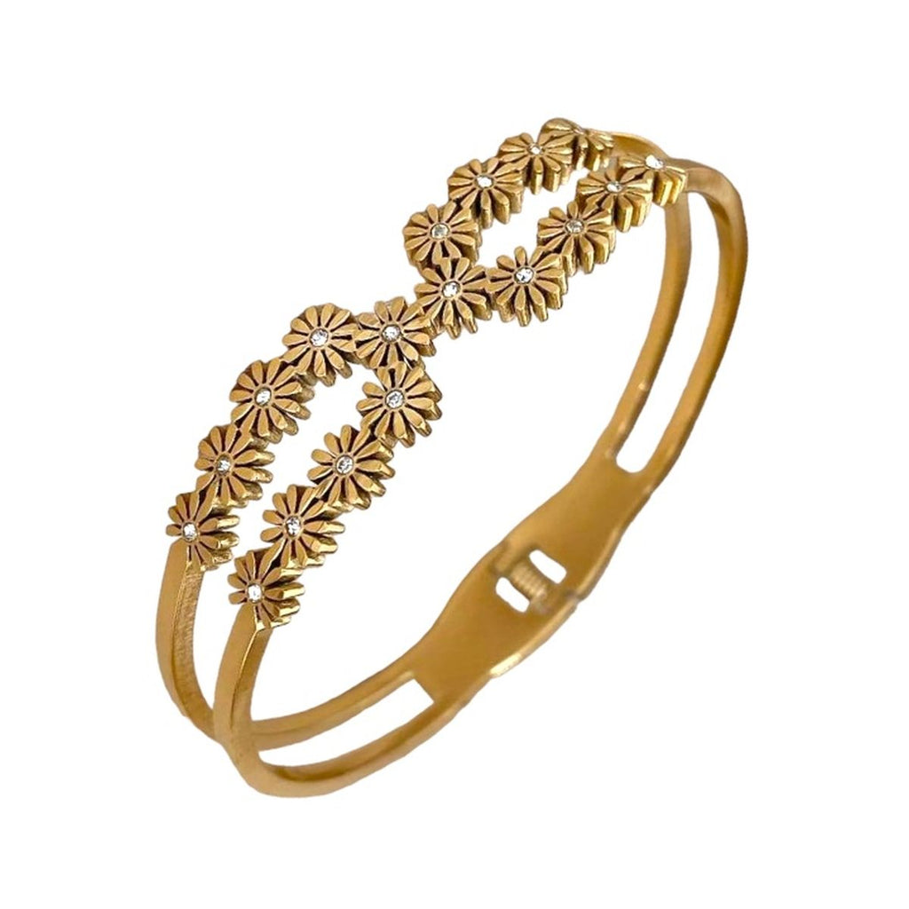 Daisy Flower CZ Silver Anti Tarnish Openable Kada Bracelet Bulk