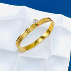 Solitaire CZ Enamel 18K Gold Anti Tarnish Openable Kada Bracelet Bulk