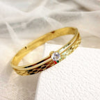 Solitaire CZ Enamel 18K Gold Anti Tarnish Openable Kada Bracelet Bulk