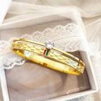 Solitaire CZ Enamel 18K Gold Anti Tarnish Openable Kada Bracelet Bulk