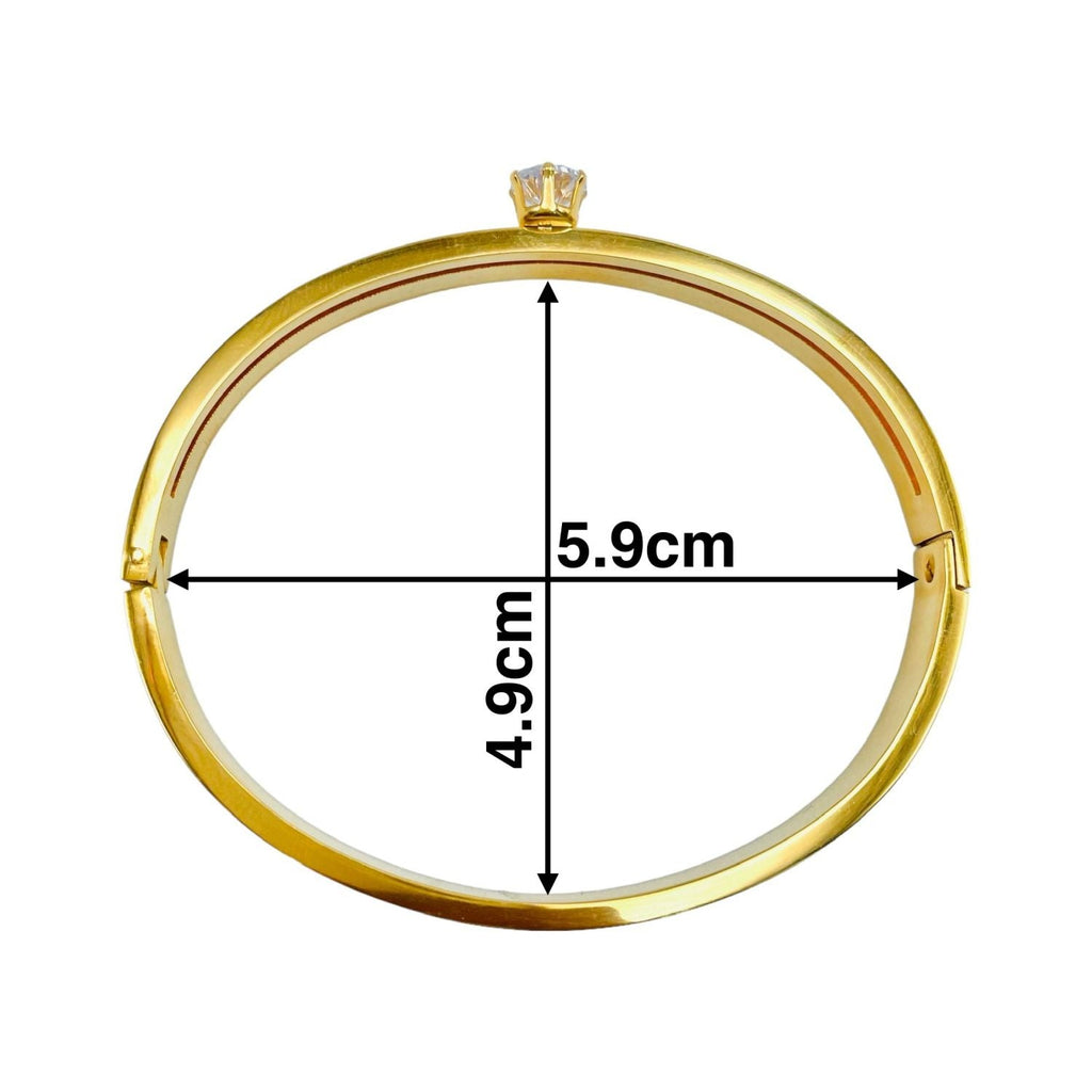Solitaire CZ Enamel 18K Gold Anti Tarnish Openable Kada Bracelet Bulk