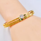 Solitaire CZ Enamel 18K Gold Anti Tarnish Openable Kada Bracelet Bulk