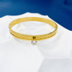 Solitaire CZ Enamel 18K Gold Anti Tarnish Openable Kada Bracelet Bulk