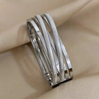 Dual Cross Over Layer Silver Anti Tarnish Openable Kada Bracelet Bulk