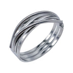 Dual Cross Over Layer Silver Anti Tarnish Openable Kada Bracelet Bulk