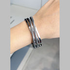 Dual Cross Over Layer Silver Anti Tarnish Openable Kada Bracelet Bulk
