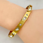 Drop Cubic Zirconia 18K Gold Anti Tarnish Openable Kada Bracelet Bulk