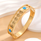 Daisy Flower Evil Eye Enamel Blue Silver Anti Tarnish Openable Kada Bracelet For Women