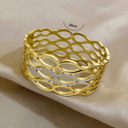 Fish Cubic Zirconia 18K Gold Anti Tarnish Openable Kada Bracelet Bulk