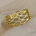 Fish Cubic Zirconia 18K Gold Anti Tarnish Openable Kada Bracelet Bulk