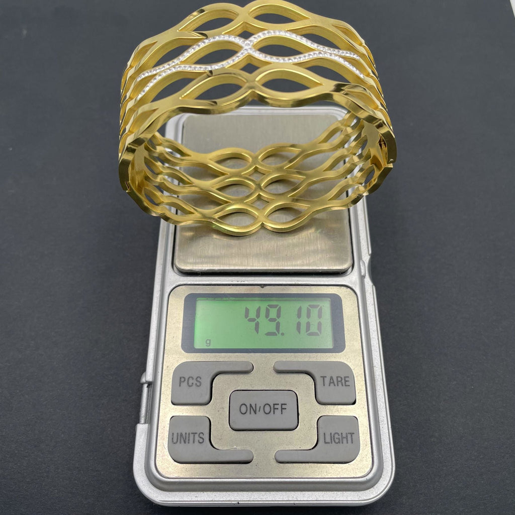 Fish Cubic Zirconia 18K Gold Anti Tarnish Openable Kada Bracelet Bulk