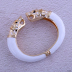 Panther Enamel White 18K Gold Anti Tarnish Openable Kada Bracelet Bulk