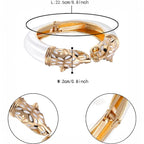 Panther Enamel White 18K Gold Anti Tarnish Openable Kada Bracelet Bulk