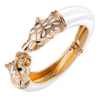 Panther Enamel White 18K Gold Anti Tarnish Openable Kada Bracelet Bulk