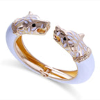 Panther Enamel White 18K Gold Anti Tarnish Openable Kada Bracelet Bulk