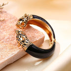 Panther Enamel White 18K Gold Anti Tarnish Openable Kada Bracelet Bulk