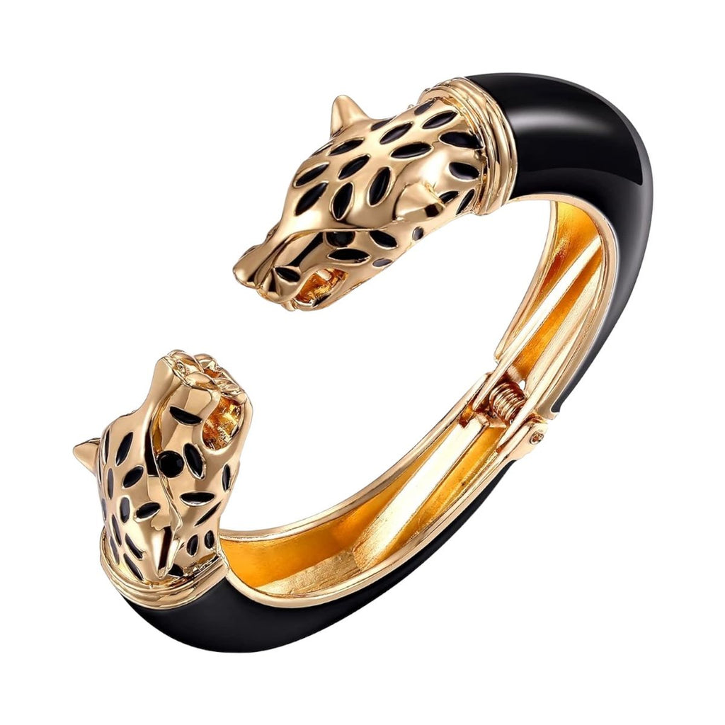 Panther Enamel White 18K Gold Anti Tarnish Openable Kada Bracelet Bulk