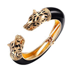 Panther Enamel White 18K Gold Anti Tarnish Openable Kada Bracelet Bulk