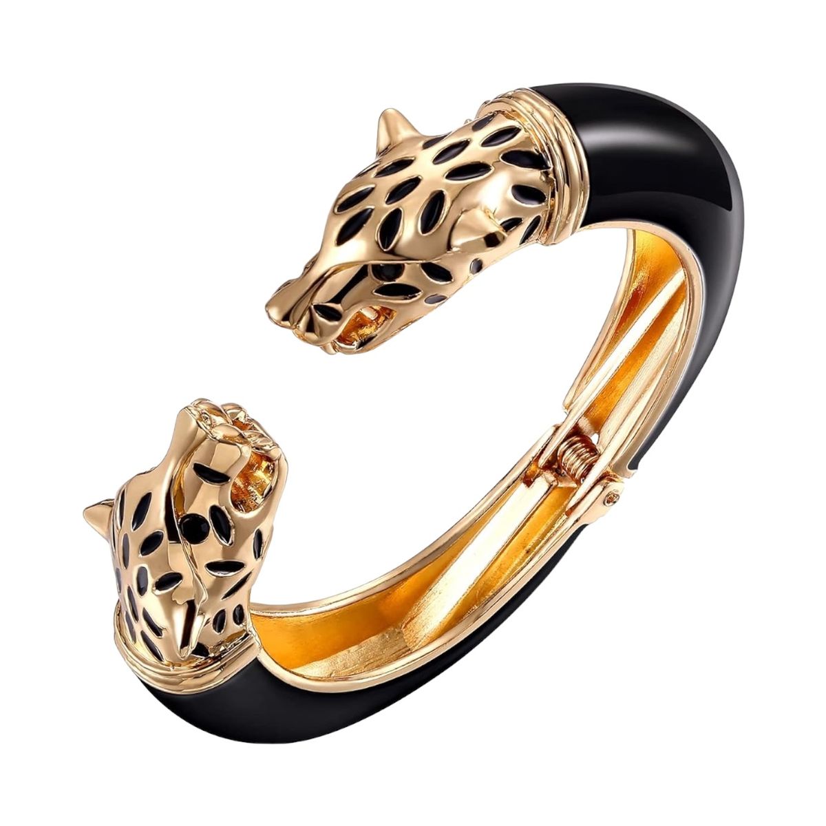 Panther Enamel White 18K Gold Anti Tarnish Openable Kada Bracelet Bulk