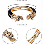 Panther Enamel White 18K Gold Anti Tarnish Openable Kada Bracelet Bulk