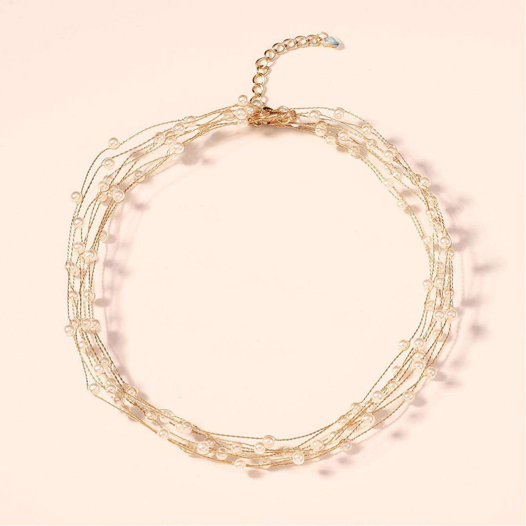 White 18K Gold Anti Tarnish Pearl Layer Bracelet For Women Bulk