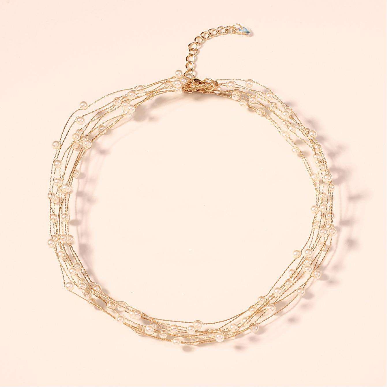 White 18K Gold Anti Tarnish Pearl Layer Bracelet For Women Bulk
