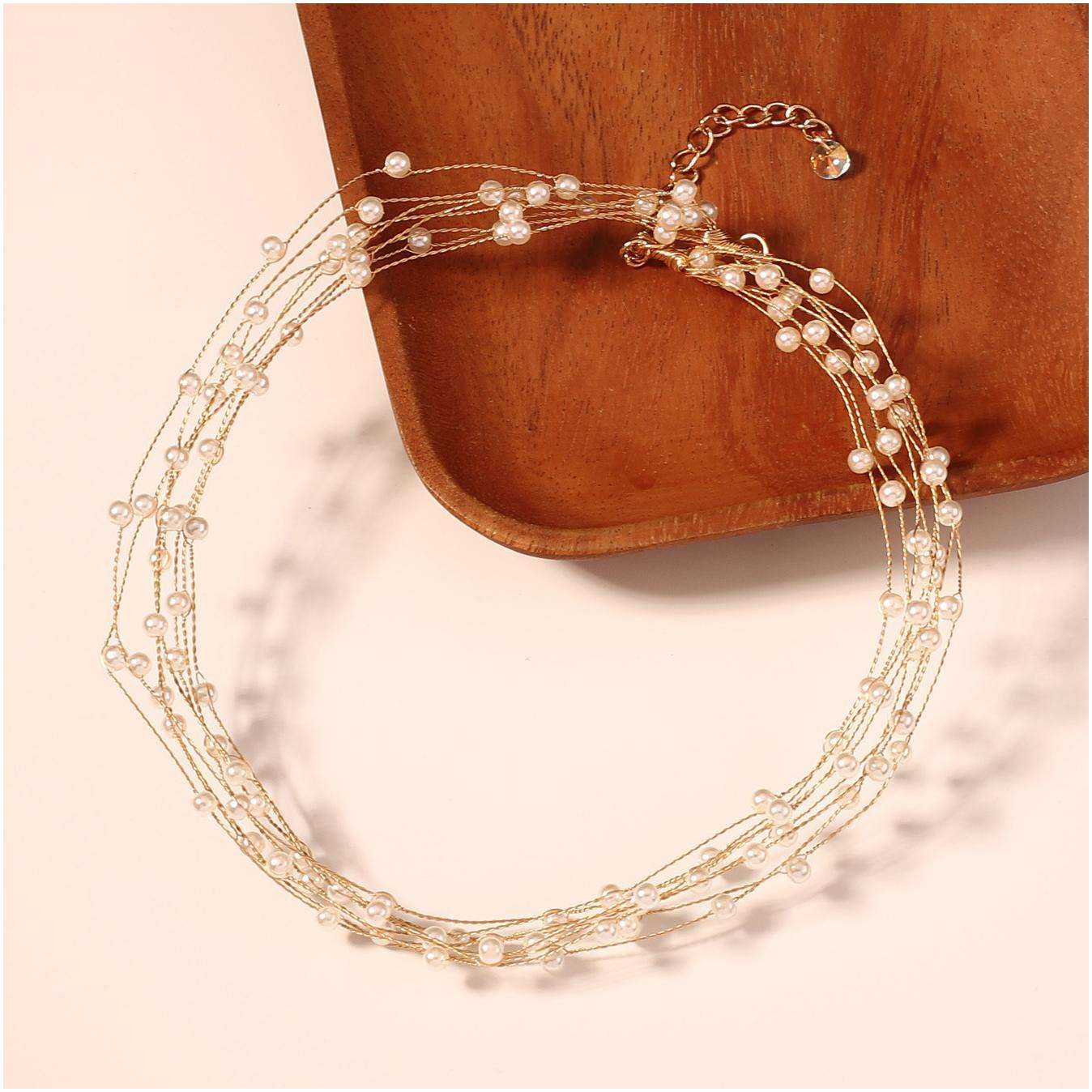 White 18K Gold Anti Tarnish Pearl Layer Bracelet For Women Bulk
