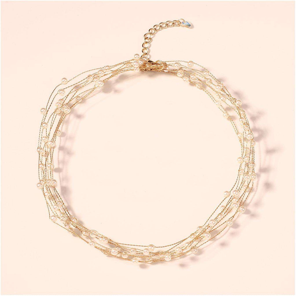 White 18K Gold Anti Tarnish Pearl Layer Bracelet For Women Bulk