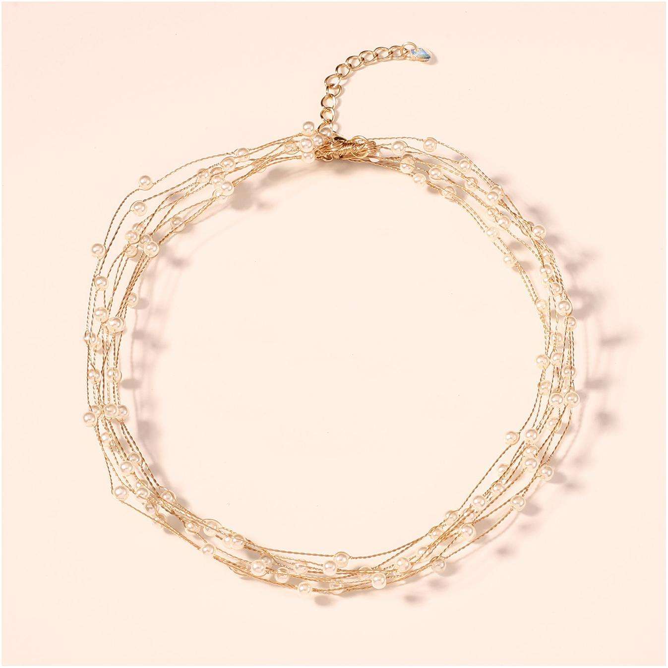 White 18K Gold Anti Tarnish Pearl Layer Bracelet For Women Bulk