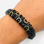 Rope Black Gold Stainless Steel Anti Tarnish Leather Bracelet Bulk