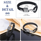 Black Silver Stainless Steel Anti Tarnish Leather Bracelet Men Bulk