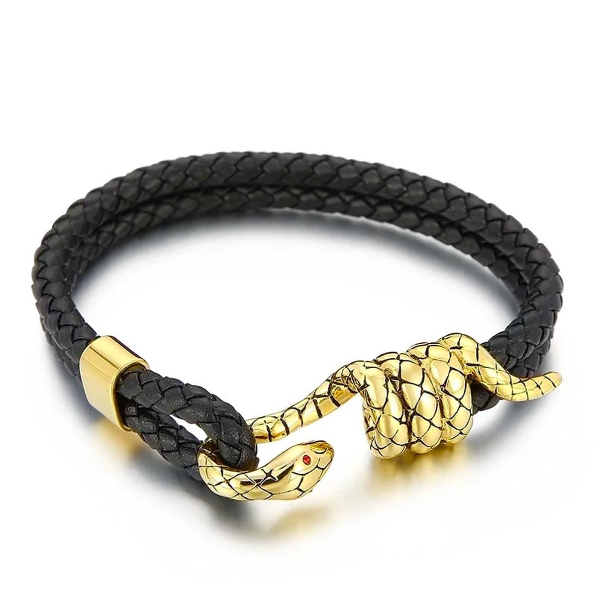 Black Silver Stainless Steel Anti Tarnish Leather Bracelet Men Bulk