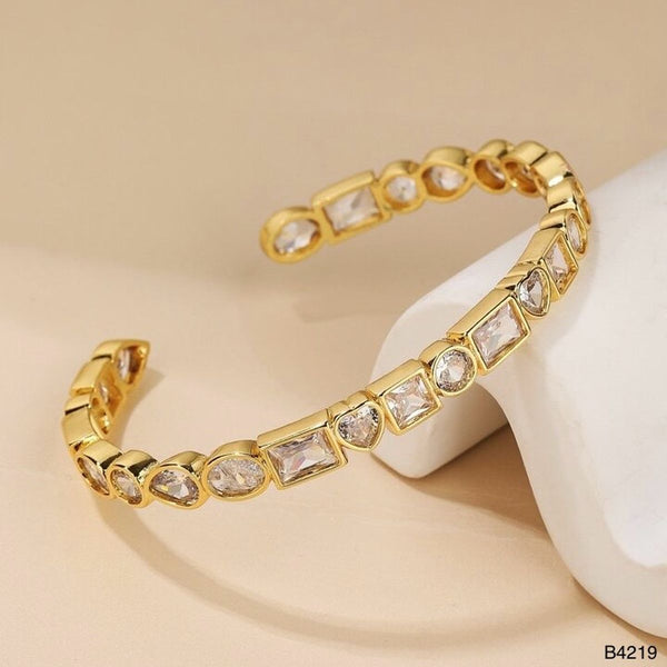 Heart Rectangle 18K Gold CZ Anti Tarnish Cuff Bracelet Bulk Main image