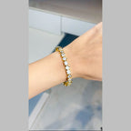 Heart Rectangle 18K Gold CZ Anti Tarnish Cuff Bracelet Bulk