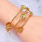 Leaf Flower 18K Gold Anti Tarnish Cuff Bracelet For Women Bulk