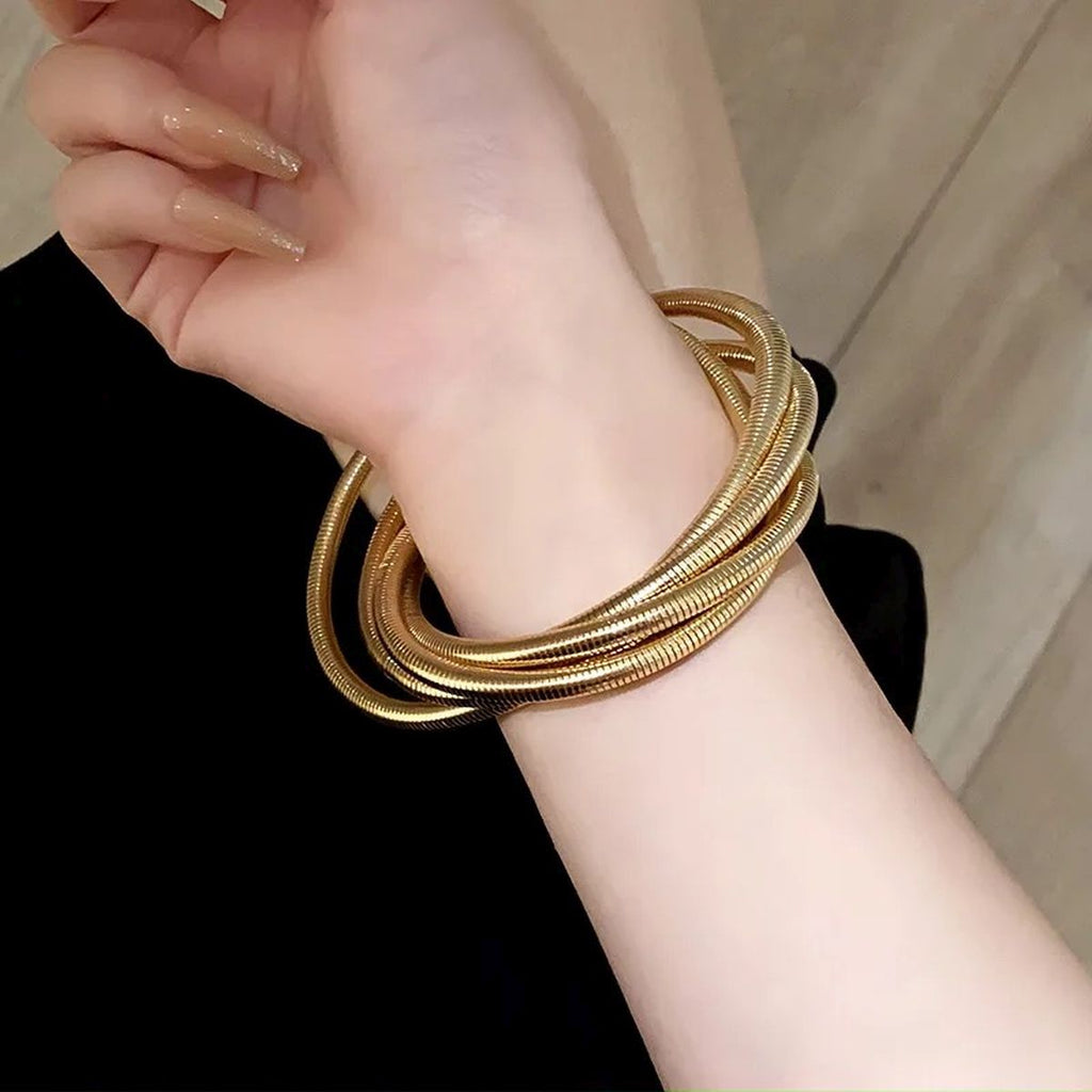 Snake Triple Layer 18K Gold Anti Tarnish Bracelet For Women Bulk