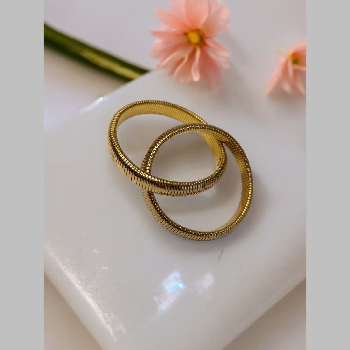 Snake 18K Gold Anti Tarnish Joint Dual Stackable Bracelet Women Bulk Secondary image