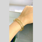Wave 18K Gold Anti Tarnish Cuff Bracelet For Women Bulk