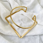 Square Round 18K Gold Anti Tarnish Cuff Bracelet For Women Bulk