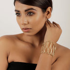 Big Drop Wave 18K Gold Anti Tarnish Cuff Bracelet For Women Bulk