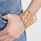 Big Drop Wave 18K Gold Anti Tarnish Cuff Bracelet For Women Bulk
