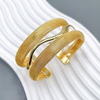 Mesh Dual Layer 18K Gold Anti Tarnish Cuff Bracelet For Women Bulk