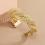 Mesh Rope 18K Gold Anti Tarnish Cuff Bracelet For Women Bulk
