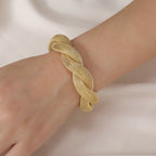 Mesh Rope 18K Gold Anti Tarnish Cuff Bracelet For Women Bulk