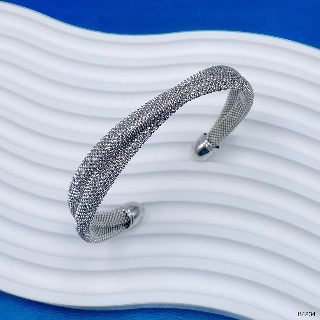 Mesh Cross Over Silver Anti Tarnish Cuff Bracelet For Women Bulk