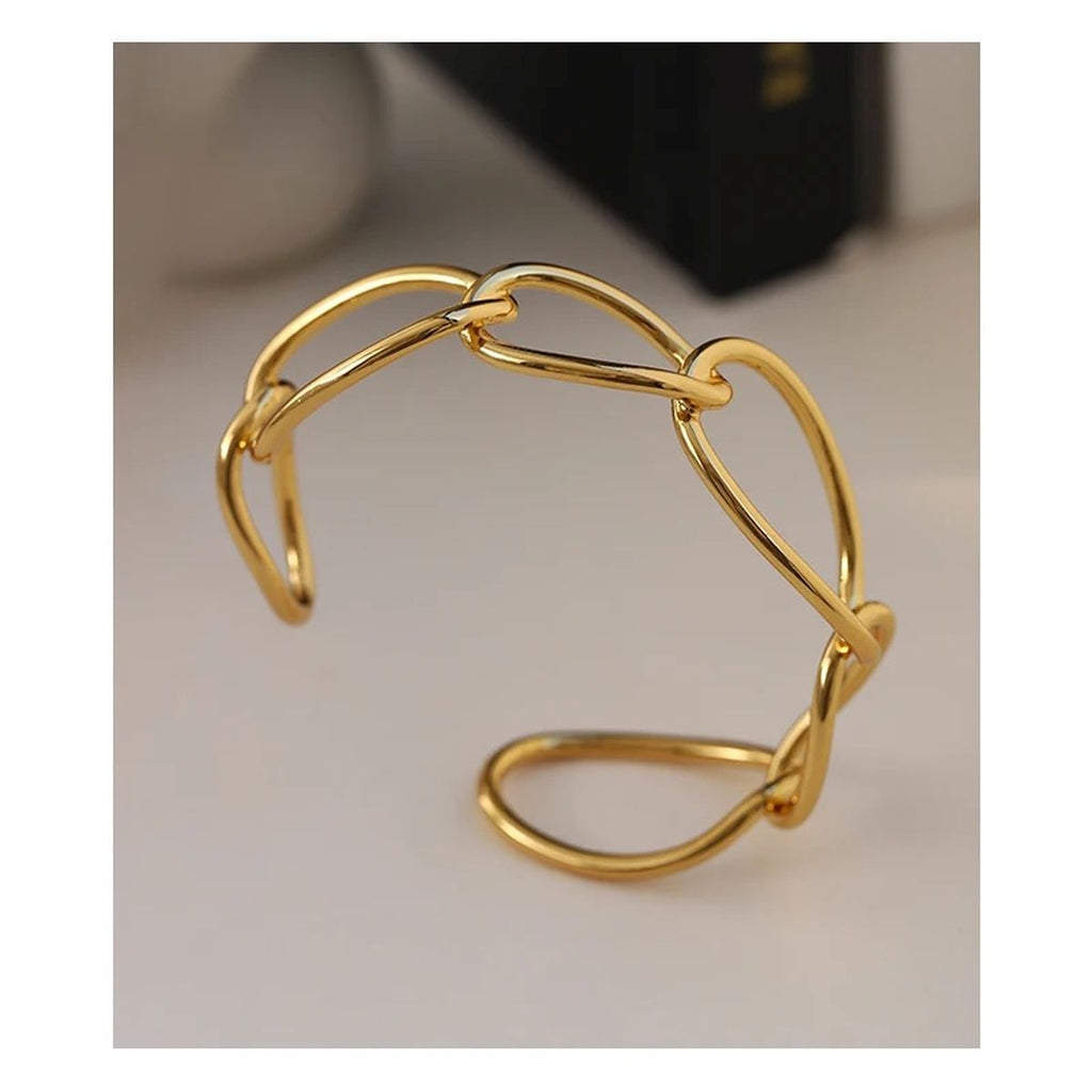 Big Links 18K Gold Anti Tarnish Cuff Bracelet For Women Bulk