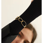 Big Links 18K Gold Anti Tarnish Cuff Bracelet For Women Bulk