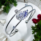Luxury Silver Cubic Zirconia Anti Tarnish Cuff Bracelet For Women