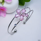 Flower White Silver CZ Copper Anti Tarnish Cuff Bracelet Bulk
